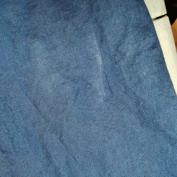 LOFT Beach | Blue Linen Blend Tie Back Cropped Jumpsuit Size Small W/ Pockets - Picture 5 of 7